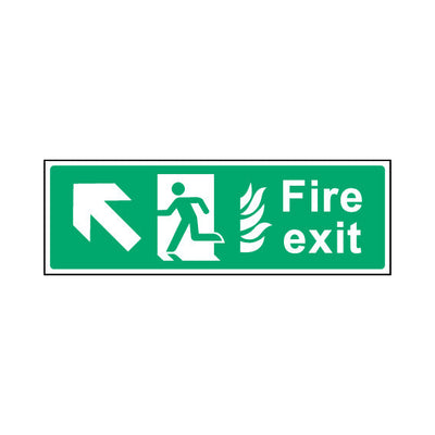 Fire Exit V2 Diagonal Arrow Left (up) - Landscape Sign EE017 EE LN3