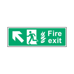 Fire Exit V2 Diagonal Arrow Left (up) - Landscape Sign EE017 EE LN3