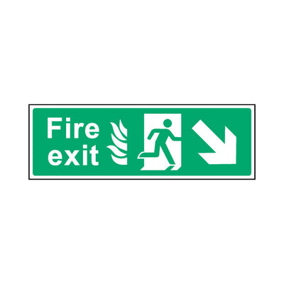 Fire Exit V2 Diagonal Arrow Right (down) - Landscape Sign EE022 EE LN3