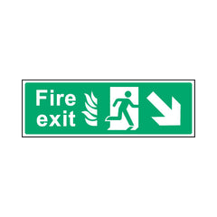 Fire Exit V2 Diagonal Arrow Right (down) - Landscape Sign EE022 EE LN3