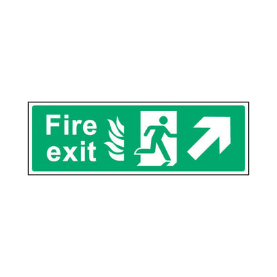Fire Exit V2 Diagonal Arrow Right (up) - Landscape Sign EE018 EE LN3