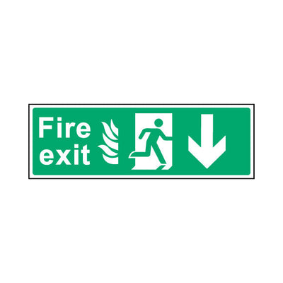 Fire Exit V2 Down - Landscape Sign EE024 EE LN3