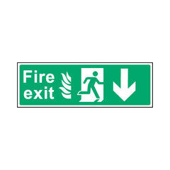Fire Exit V2 Down - Landscape Sign EE024 EE LN3