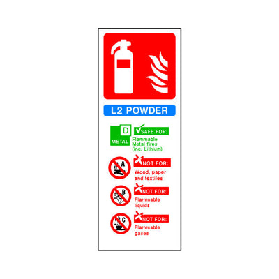 Fire Extinguisher Use (L2 Powder) - Portrait Sign FE086 FE PT3
