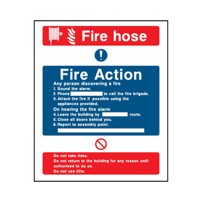 Fire Hose & Fire Action - Portrait Sign FA005 FA PT1