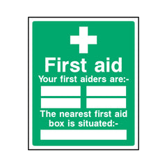 First Aid - Your First Aiders Are - Nearest First Aid Box - Portrait Sign  FAD004 FAD PT1