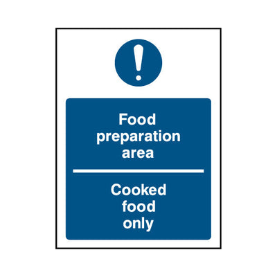 Food Preparation Area - Cooked Food Only - Portrait Sign FPH029 FPH PT1