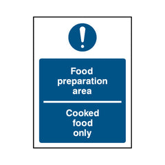 Food Preparation Area - Cooked Food Only - Portrait Sign FPH029 FPH PT1