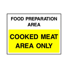 Food Preparation Area - Cooked Meat Area Only - Landscape Sign FPH093 FPH LN1