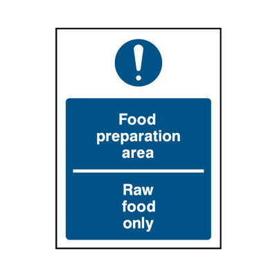 Food Preparation Area - Raw Food Only - Portrait Sign FPH030 FPH PT1