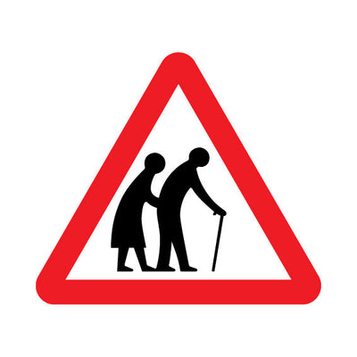 Frail (or Blind Or Disabled If Shown) Pedestrians Likely To Cross Road Ahead - Landscape Sign UKT042 UKT LN1