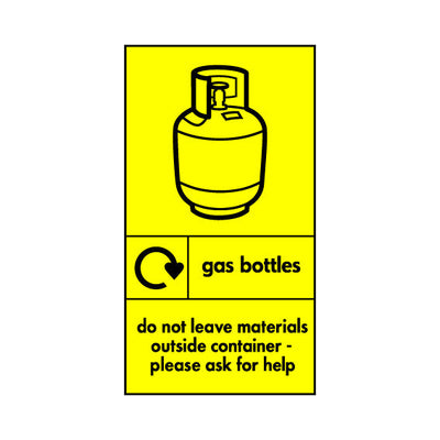 Gas Bottles (Symbol & Recycling) Do Not Leave Materials Outside - Portrait Sign HHW012 HHW PT2