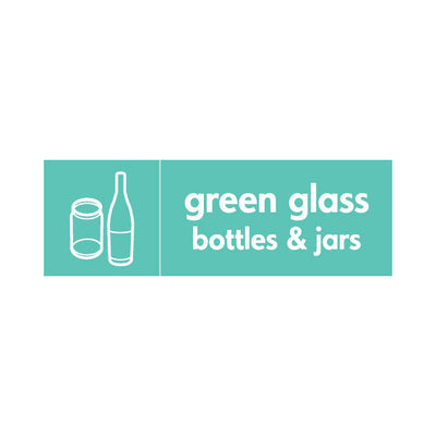 Green Glass Bottles & Jars (Icon Left) - Landscape Sign GR015 GR LN3