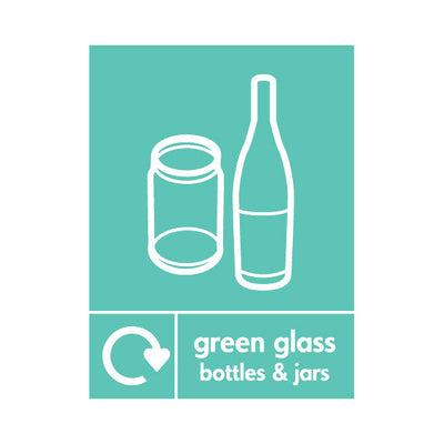 Green Glass Bottles & Jars (Icon Top & Recycling) - Portrait Sign GR034 GR PT1