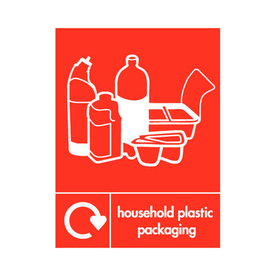 Household Plastic Packaging Recycling & Icon - Portrait Sign PLA025 PLA PT1