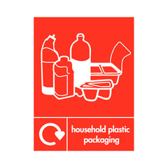 Household Plastic Packaging Recycling & Icon - Portrait Sign PLA025 PLA PT1