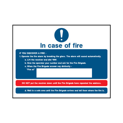 In Case Of Fire - Landscape Sign FA019 FA LN1