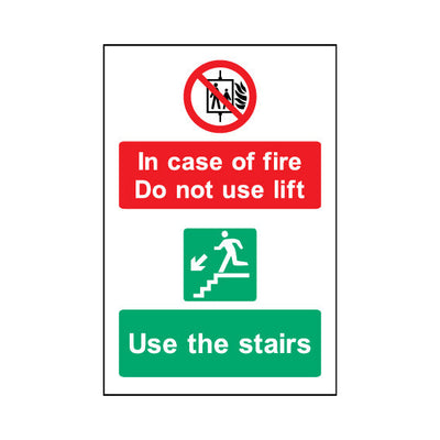 In Case Of Fire Do Not Use Lift - Use Stairs - Portrait Sign EE081 EE PT1