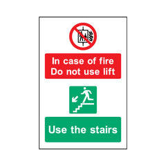 In Case Of Fire Do Not Use Lift - Use Stairs - Portrait Sign EE081 EE PT1