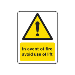 In The Event Of Fire Avoid Use Of Lift Sign