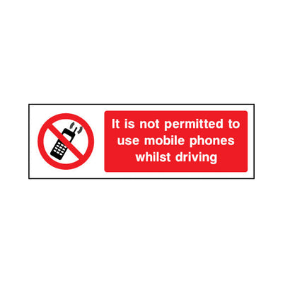 It Is Not Permitted To Use Mobile Phones Whilst Driving - Landscape Sign GP013 GP LN3
