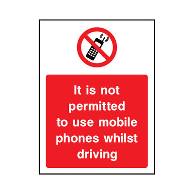 It Is Not Permitted To Use Mobile Phones Whilst Driving - Portrait Sign GP076 GP PT1