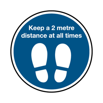 Keep A 2 Metre Distance At All Times Circle - Circle Sign FG032 FG CR1