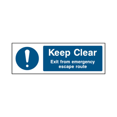 Keep Clear - Exit From Emergency Escape Route - Landscape Sign FP036 FP LN3