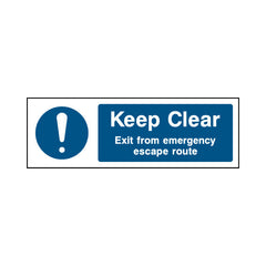 Keep Clear - Exit From Emergency Escape Route - Landscape Sign FP036 FP LN3