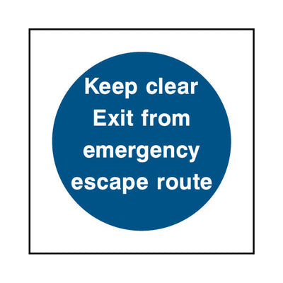 Keep Clear Exit From Emergency Escape Route - Square Sign FP004 FP SQ1