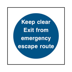 Keep Clear Exit From Emergency Escape Route - Square Sign FP004 FP SQ1