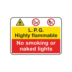 L.P.G Highly Flammable - No Smoking Or Naked Lights Sign