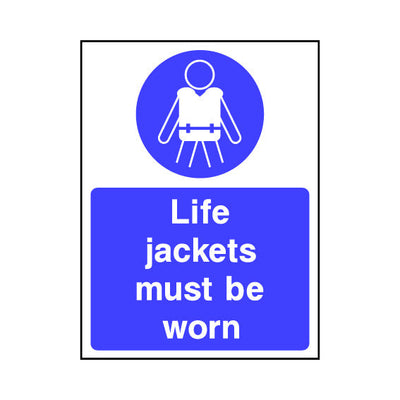Life Jackets Must Be Worn - Portrait Sign WS052 WS PT1