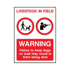 Livestock In Field - Warning - Keep Dogs On Lead - Portrait Sign - PT1 CA073 CA