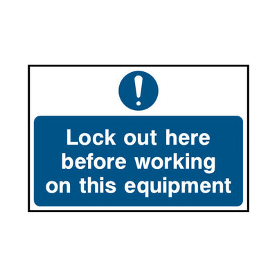 Lock Out Here Before Working On This Equipment - Landscape Sign LKS008 LKS LN1