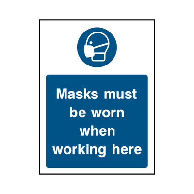 Masks Must Be Worn When Working Here - Portrait Sign PPE036 PPE PT1