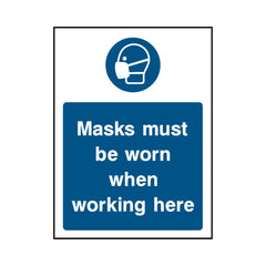 Masks Must Be Worn When Working Here - Portrait Sign PPE036 PPE PT1