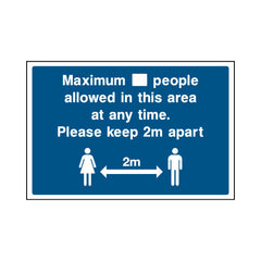 Maximum People Allowed In This Area At Any Time. Please Keep 2m Apart - Landscape Sign - LN1 CN091 CN