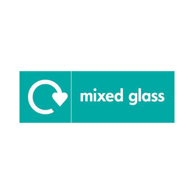 Mixed Glass (Recycling Left) - Landscape Sign GR016 GR LN3