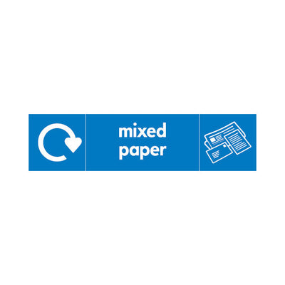 Mixed Paper Recycling & Icon - Landscape Sign PAP020 PAP LN3