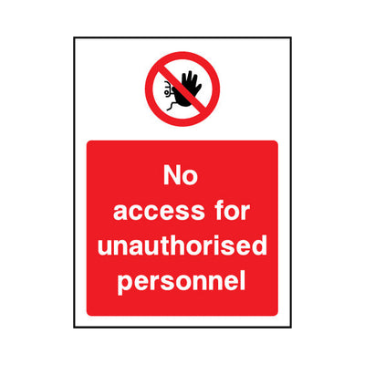No Access For Unauthorised Personnel v2 - Portrait Sign - PT1 AR030 AR