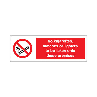 No Cigarettes, Matches Or Lighters To Be Taken Onto These Premises - Landscape Sign SP014 SP LN3
