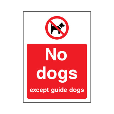No Dogs - Except Guide Dogs - Portrait Sign GP084 GP PT1