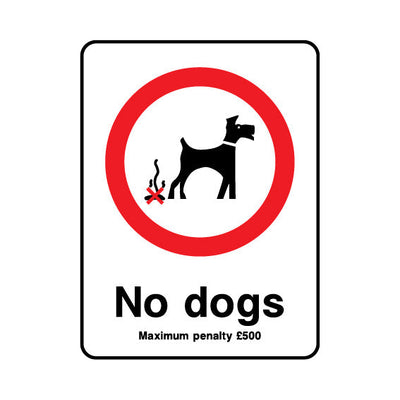 No Dogs - Max Penalty £500 - Portrait Sign PP007 PP PT1