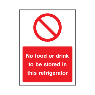 No Food Or Drink To Be StoRed In This Refrigerator - Portrait Sign FPH107 FPH PT1