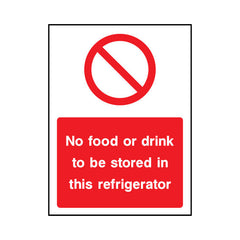 No Food Or Drink To Be StoRed In This Refrigerator - Portrait Sign FPH107 FPH PT1