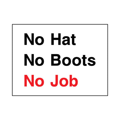 No Hat, No Boots, No Job - Landscape Sign - LN1 CN019 CN