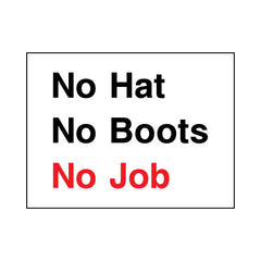No Hat, No Boots, No Job - Landscape Sign - LN1 CN019 CN