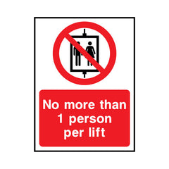 No More Than 1 Person Per Lift - Portrait Sign LS026 LS PT1