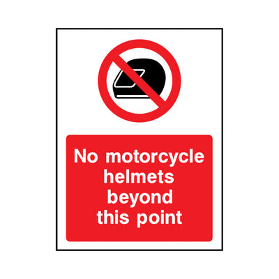 No Motorcycle Helmets Beyond This Point - Portrait Sign GP120 GP PT1
